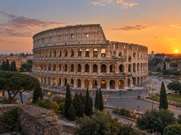 Colosseum in Rome in warm evening light